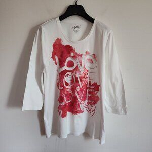Ladies SZ XS Style & Co White Graphic Tunic T-Shirt